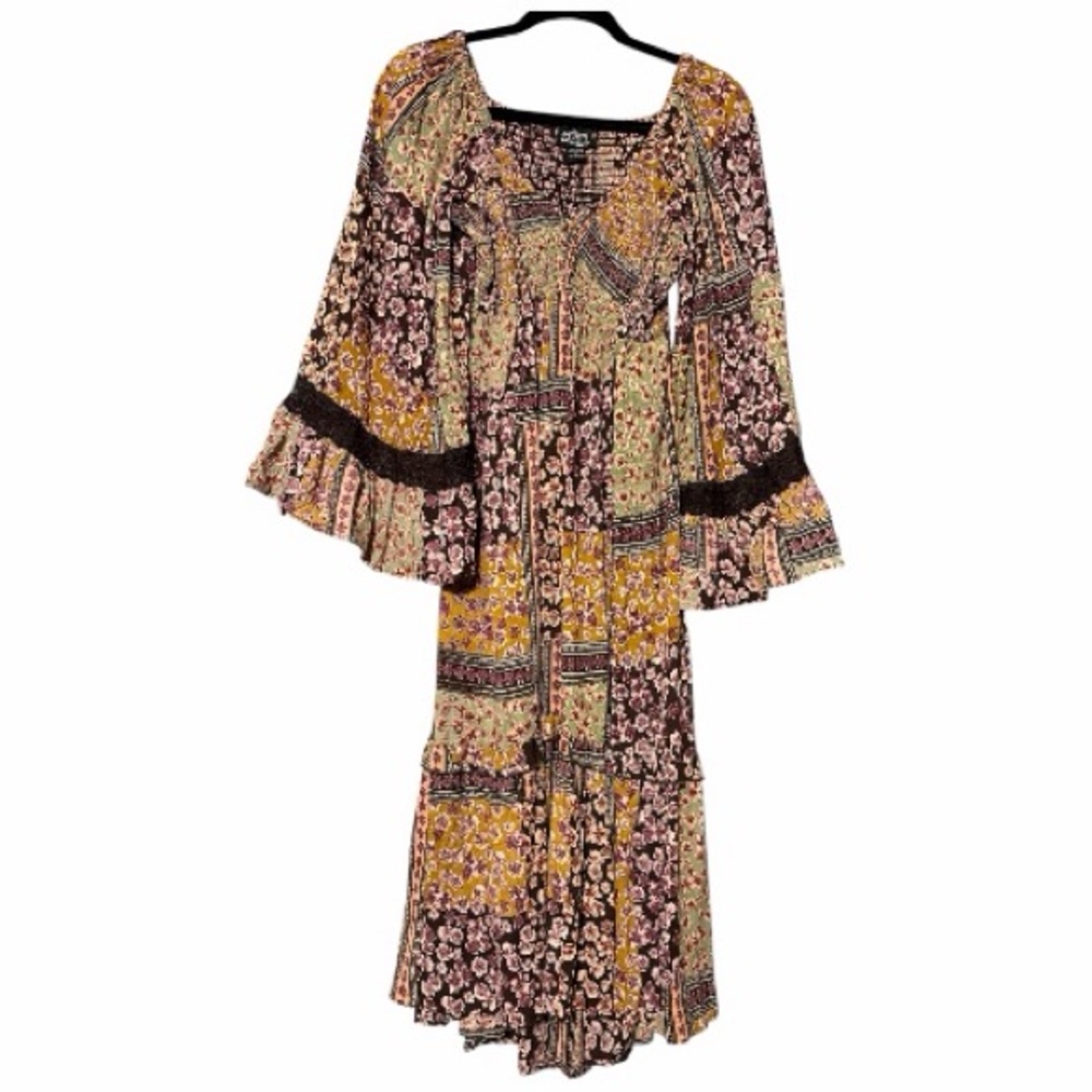 Angie Smocked Bust Bell Sleeve Maxi Dress romantic whimsical boho chic - Picture 3 of 6